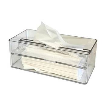 SS Collective Acrylic Tissue Box With Silver Trim Home Decor Clear