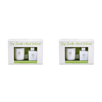 2x 2pc Tilley Classic White Coconut & Lime 160g Candle 75mL Reed Diffuser Pack