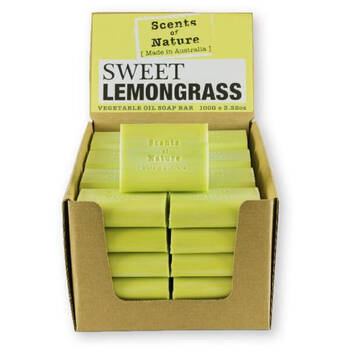 40PK Scents of Nature Sweet Lemongrass Scent Vegetable Oil Soap Bar 100g Green