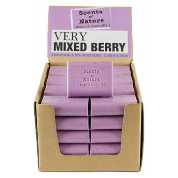 40PK Scents of Nature Very Mixed Berry Scent Vegetable Oil Soap Bar 100g Purple