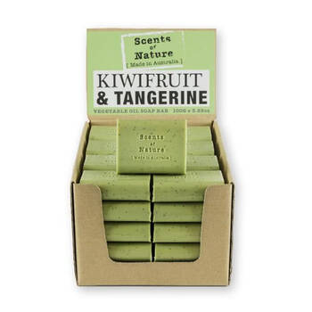 40PK Scents of Nature Kiwifruit & Tangerine Scent Vegetable Oil Soap Bar 100g Green