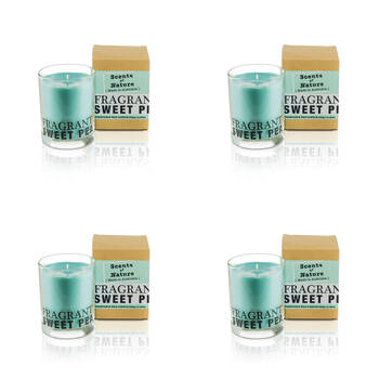 4PK Scents Of Nature Fragrant Sweet Pea Soy Candle Scented 240g