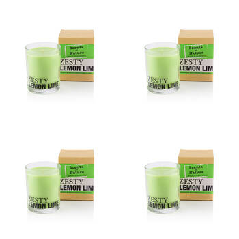 4PK Scents Of Nature Zesty Lemon Lime Soy Candle Scented 240g