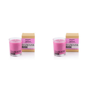 2PK Scents Of Nature Damask Rose Soy Candle Scented 240g