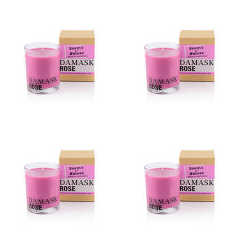 4PK Scents Of Nature Damask Rose Soy Candle Scented 240g