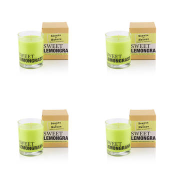 4PK Scents Of Nature Sweet Lemongrass Soy Candle Scented 240g