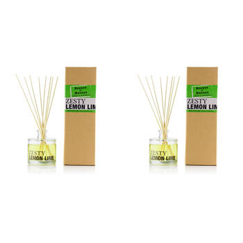 2PK Scents Of Nature Zesty Lemon Lime Reed Diffuser Citrus Scent 150ml