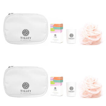 2x 3pc Tilley Classic White Pear & Freesia Pamper Set Candle Soap Loofah