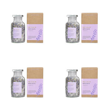 4PK Aroma Natural Bath Salts Be Calm Lavender Bergamot & Ylang 550g