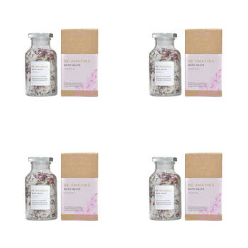 4PK Aroma Natural Bath Salts Be Amazing Lavender Bergamot & Ylang 550g