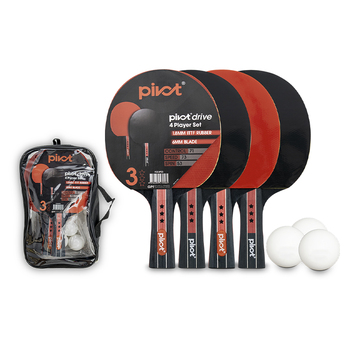 Pivot Drive 3 Star 4 Player Table Tennis Set w/ 4 Bats/3 Balls