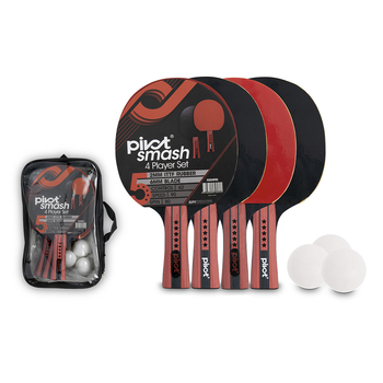 Pivot Smash 5 Star 4 Player Table Tennis Set w/ 4 Bats/3 Balls