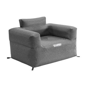 Quest Outdoors Air Sofa 1 Seater Inflatable Camping Chair w/Carry Bag Charcoal
