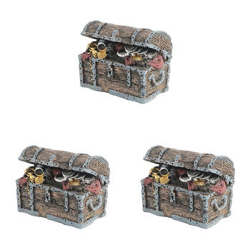 3PK Dudley's World Of Pets Treasure Chest Aquarium Decoration