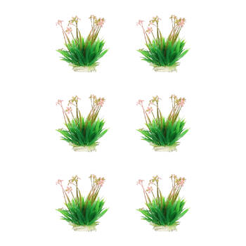 6PK Dudley's World Of Pets Aquarium/Fish Tank Resin Grass w/ Flowers Decor 
