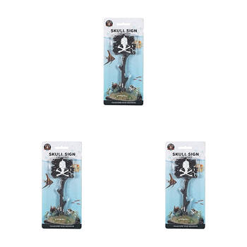 3PK Dudley's World Of Pets Aquarium/Fish Tank Skull Sign Decor 20cm