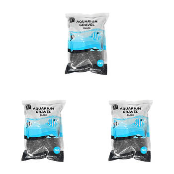 3PK Dudley's World Of Pets Aquarium/Fish Tank Gravel 2kg - Black