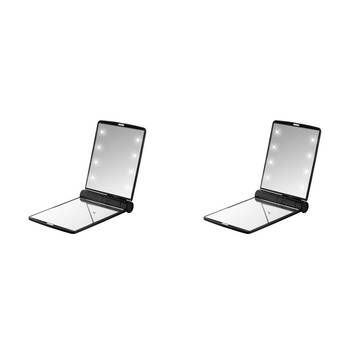 2PK Flo Accessories LED Compact Mirror Illuminated Women's Black Mini Vanity