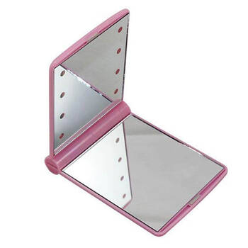 Flo Accessories LED Compact Mirror Illuminated Women's Pink Mini Vanity