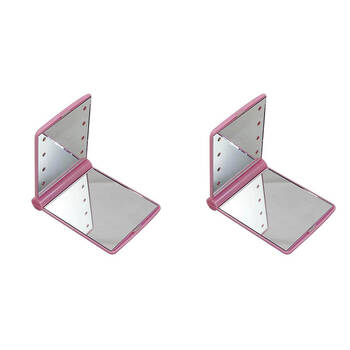 2PK Flo Accessories LED Compact Mirror Illuminated Women's Pink Mini Vanity