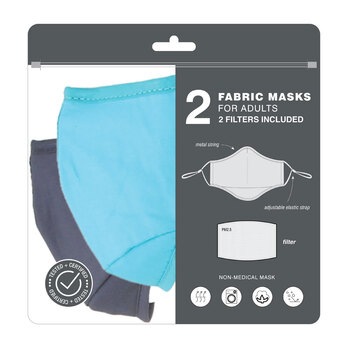 2pc Milleni Reusable Cotton Face Masks - Grey & Blue