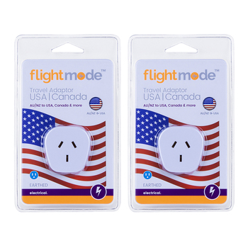 2PK Flightmode Outbound USA & Canada 3-pin Style 10A Type B Adapter - White