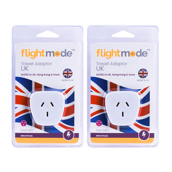 2PK Flightmode Outbound Type G UK Adapter Hong Kong/UK - White