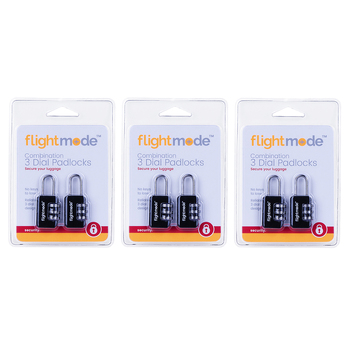 3x 2pk Flightmode 10mm Combination Padlock Luggage Lock - Black