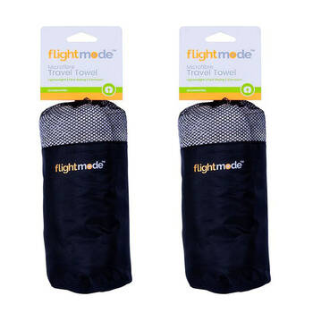 2PK Flightmode Microfibre Travel Towel Assorted