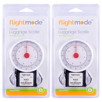 2PK Flightmode Luggage Scale upto 35kg/80lb w/1m Retractable Measuring Tape - White