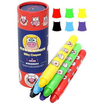 6pc Flower Monaco Silky Crayons Coloring Fun Art & Craft Kids/Children - 3y+