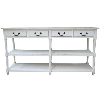 LVD Newport Fir Wood MDF 160.5cm Console Table Rectangle Large - White