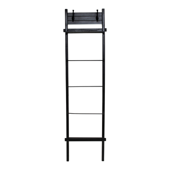 LVD Fir Wood Metal 167.5cm Ladder w/ Hooks Stand/Hanger - Black