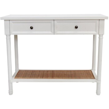 LVD Resort 100x80cm Fir Wood MDF 2-Drawer Console Table Rectangle - White