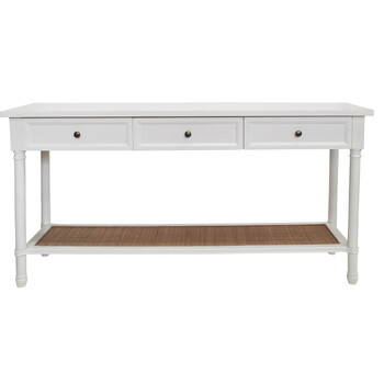 LVD Resort Wood/MDF 80x160cm 3-Drawer Console Table Furniture Rect - White