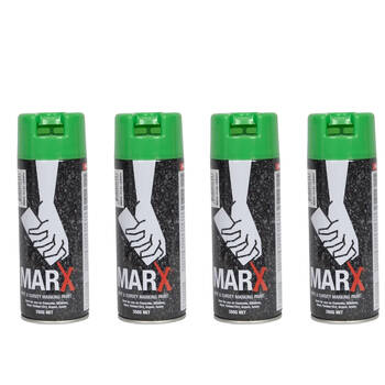 4PK AgBoss Marx Spot and Survey Construction Spray Paint Can 350g Fluro Green