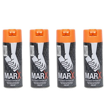 4PK AgBoss Marx Spot and Survey Construction Spray Paint Can 350g Fluro Orange