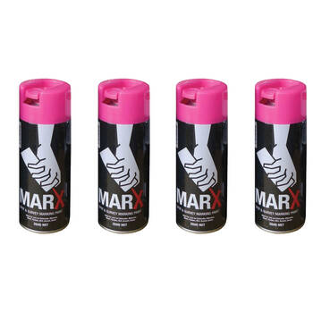 4PK AgBoss Marx Spot and Survey Construction Spray Paint Can 350g Fluro Pink