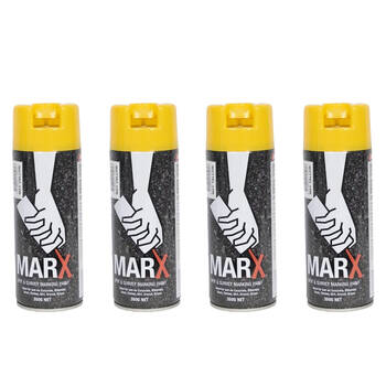 4PK AgBoss Marx Spot and Survey Construction Spray Paint Can 350g Fluro Yellow
