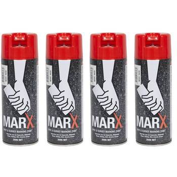 4PK AgBoss Marx Spot and Survey Construction Spray Paint Can 350g Red