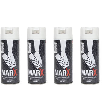 4PK AgBoss Marx Spot and Survey Construction Spray Paint Can 350g White