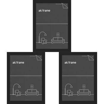 3PK Impact Merch Classic Picture Frame Fits A4 Print 30x21cm - Black