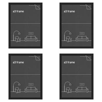 4PK Impact Merch Classic Picture Frame Fits A3 Print 42x30cm - Black
