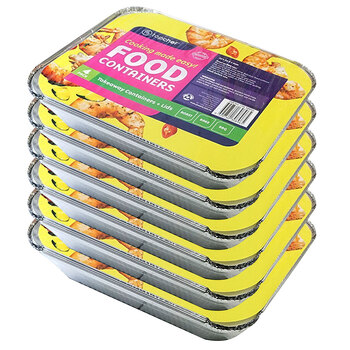 6x 4pc Topchef Home Kitchen Extra Large Foil Container With Lid