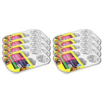 8x 3pc Topchef Home Kitchen 6 Muffin Foil Baking Tray