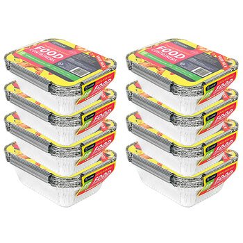 8x 10pc Topchef Home Kitchen Extra Small Foil Container w/Lid
