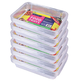 6x 10pc Topchef Home Kitchen Rect Foil Barbecue Trays