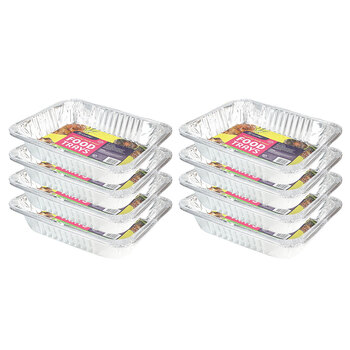 8x 3pc Topchef Home Kitchen Large Rect Foil Barbecue Trays