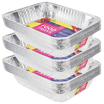 3x 10pc Topchef Home Kitchen Large Rect Foil Barbecue Tray Value