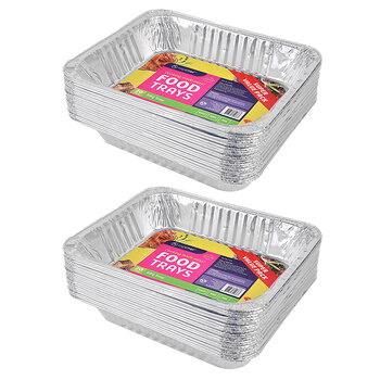 2x 20pc Topchef Home Kitchen Large Foil Barbecue Tray 